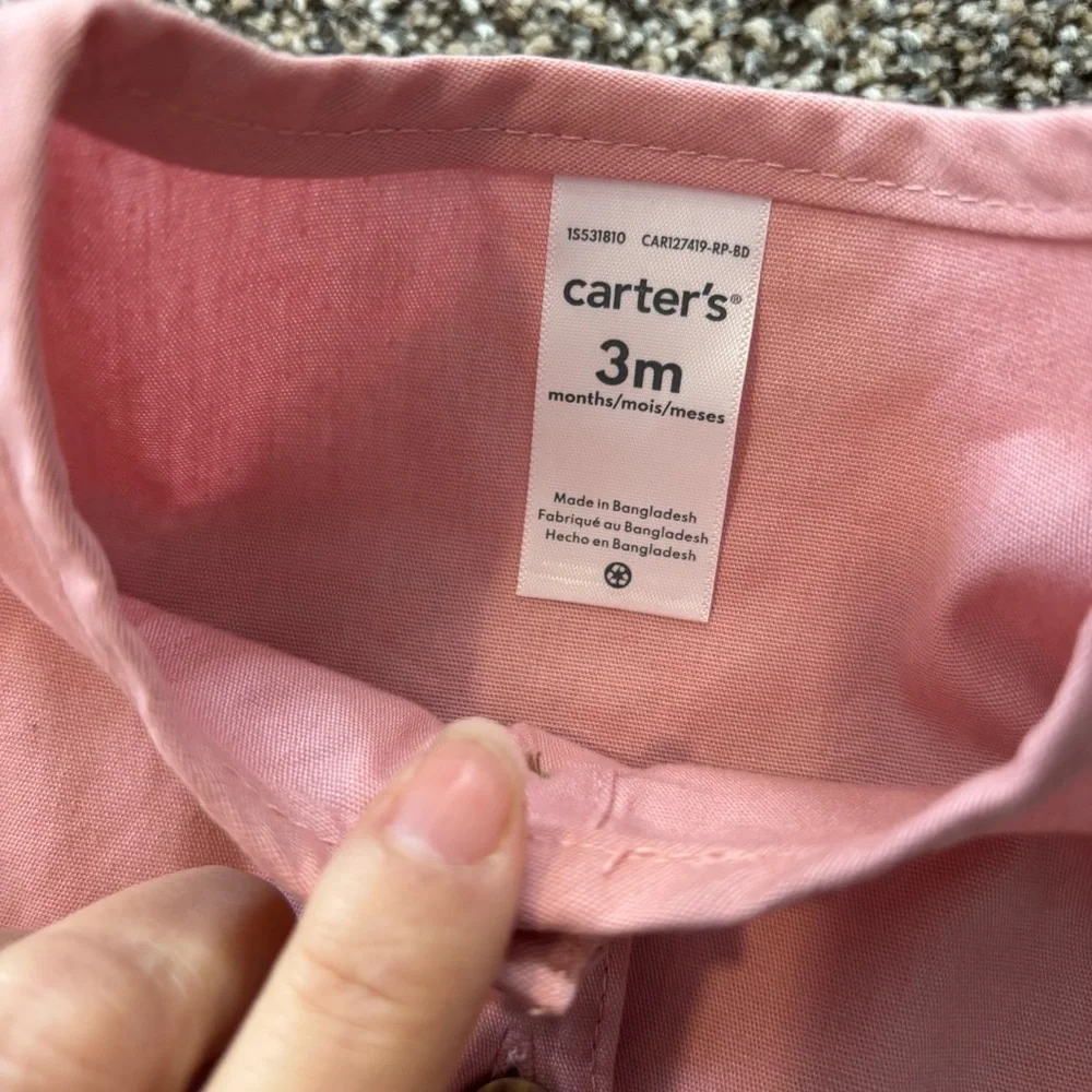 NEW Carter's Pink Baby Outfit Romper w/ Shoes & Headband Set Bundle Lot Sz 3 mo